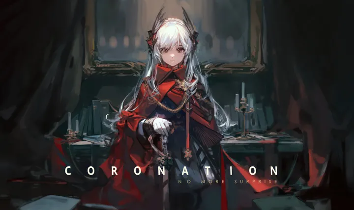 1girl,military,military_uniform,bangs,uniform,sword,solo,closed_mouth,hair_ornament,indoors,gloves,holding_sword,cape,holding,horizontal,weapon,grey_eyes,candlestand,white_hair,white_gloves,looking_at_viewer,english_text,candle,long_hair,long_sleeves